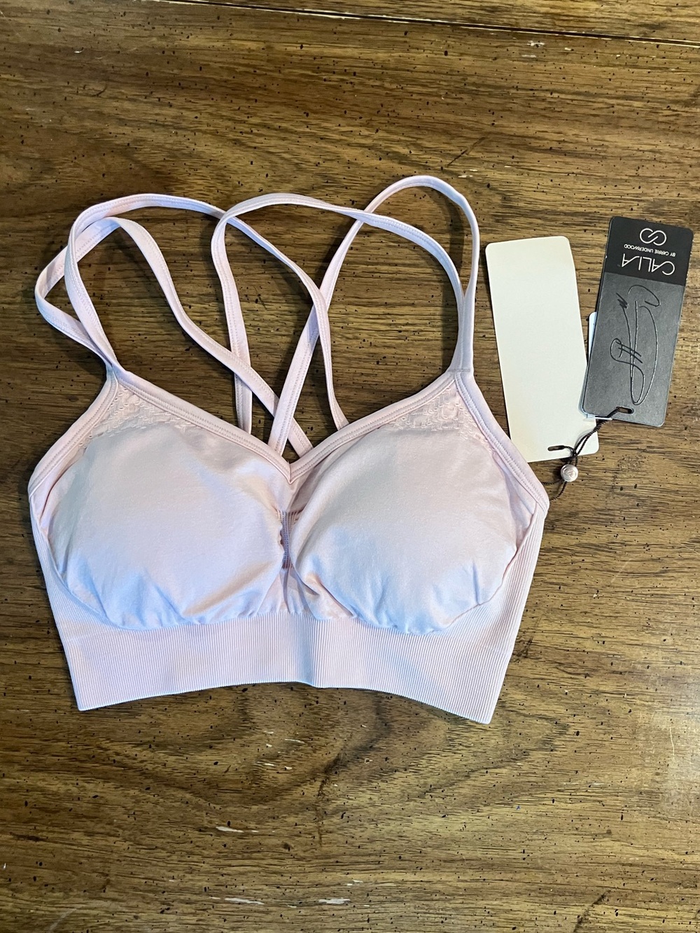 Womens Sports Bra Calia Carrie Underwood Small Pink Peach Stretch Seamless NWT